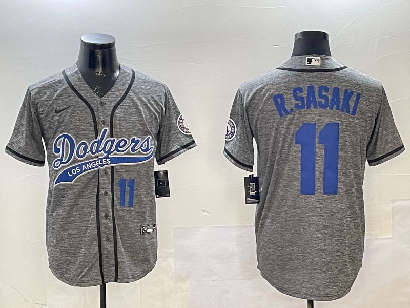 Men Los Angeles Dodgers 11 R.Sasaki Grey Joint Name 2025 Nike MLB Jersey style 4